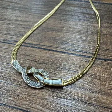 3 NINA RICCI / 골드 x 클리어 스톤 목걸이 40cm 중고품