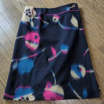 팔라스 팰리스 꽃무늬 랩 스커트 네이비 모 100%