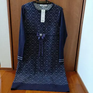 Super Beauty 꽃무늬 리본 포함 원피스 사이즈 44