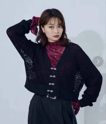 엘르 노데메비 차이나 버튼 메쉬 가디건