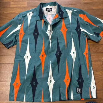 Dress Chippy 스컬 패턴 반팔 하와이안 셔츠 L