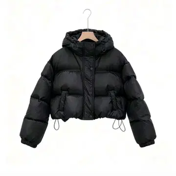 블랙 다운 자켓 드롭 숄더 다운 50% 페더 50%