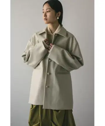 [완판템] STYLEMIXER 스탠칼라 페이크 레더 자켓 IVOY