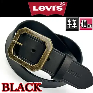 7000 블랙 리바이스  벨트 천연 가죽 40mm 골드 버클