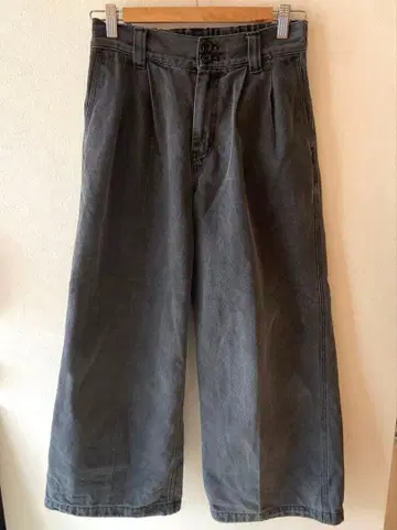 다크 그레이 와이드 레그 데님 팬츠 WEGO