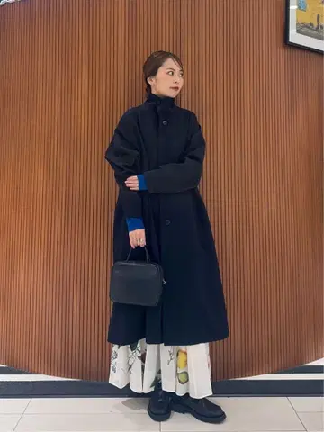 CABaN 울 개버딘 스탠드 카라 코트