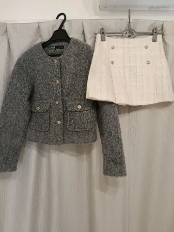 ZARA 3세트 스커트 셔츠 부클레 자켓 그레이