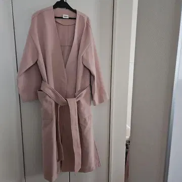 핑크 롱 코트 벨트 포함