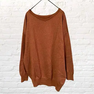 11685 렙심 긴팔 니트 상의 브라운 라메 울 혼방 구제 의류