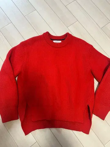 [손세탁 가능] 워셔블 사이드 슬릿 하찌 니트 풀오버 레드/빨간색