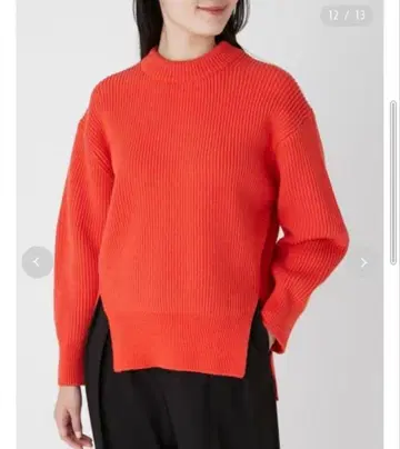 [손세탁 가능] 워셔블 사이드 슬릿 하찌 니트 풀오버 레드/빨간색