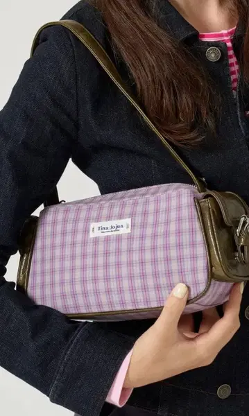 체크 핸드백 TINA: JOJUN 핑크