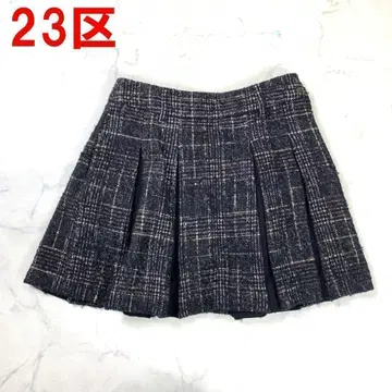 A1420 23구 스포츠 스커트 무릎 기장 울 트위드 체크 블랙 S