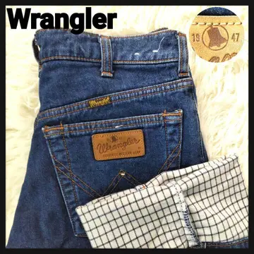 [블루벨 로고] 랭글러 체크 안감 스트레이트 데님 팬츠 일본제 복각