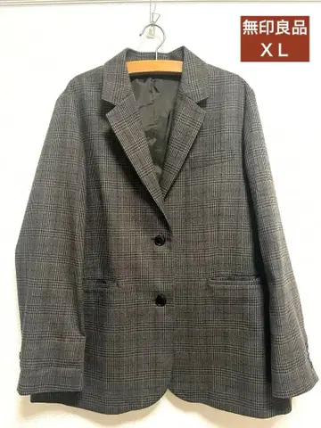 [ 당일 발송 ] 무인양품 기모 테일러드 자켓 XL 그레이 패턴 체크