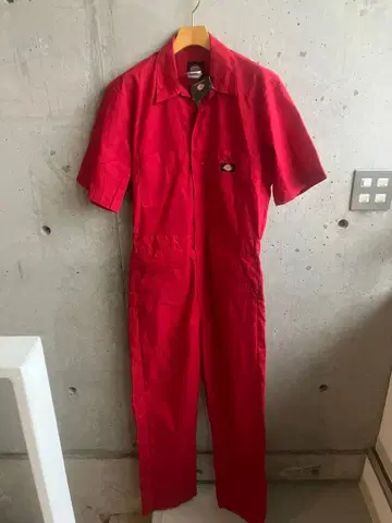 새상품 Dickies 디키즈 작업복 빨간색 남성용 커버올 반팔
