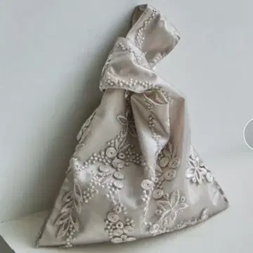 niana 자수 레이스 원 핸들 백 베이지 파티 백 결혼식