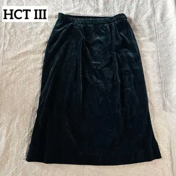 HCT III 타이트 스커트 미디 스커트 벨로아 원단 다크 그린