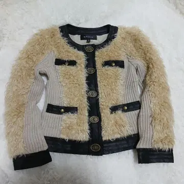 [ 새상품급 ] EPOCA 에포카 노카라 자켓 퍼 절개 울 니트 절개