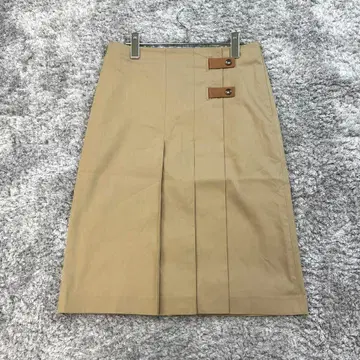 두클레 [ 40 ] 베이지 랩 스커트 벨티드 턱 포함 봄/가을 멋스러운