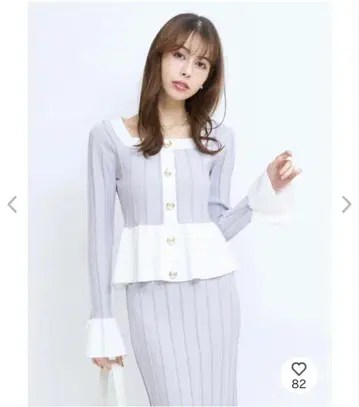 ROYAL PARTY 턱 리브 배색 페플럼 니트 라벤더