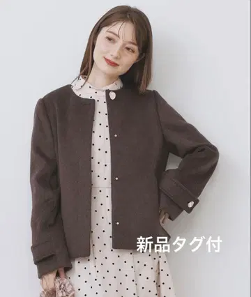 [ 새상품 ] index 노카라 숏코트 브라운 40 L 사이즈