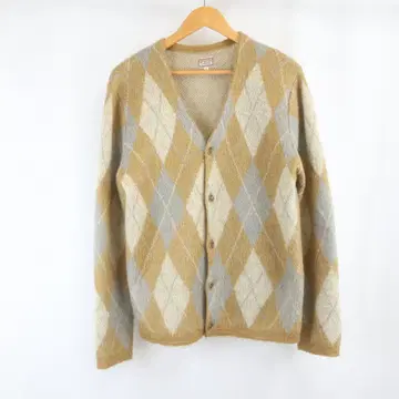 McGREGOR 아가일 모헤어 니트 가디건 구제 의류 L 브라운