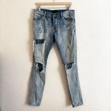 dsrcv 데미지 가공 슬림핏 데님 팬츠 남성용 청바지 32