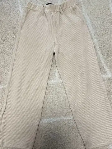 베이지 코듀로이 스트레이트 와이드 팬츠