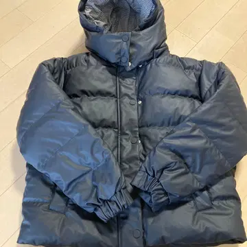 네이비 다운 자켓 스트라이프 안감