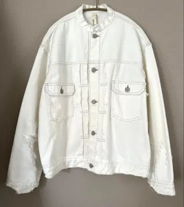 [ k3&co. ] 데미지 데님 자켓 화이트