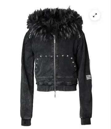 TYPE CROSS FOX FUR HOODIE BLACK