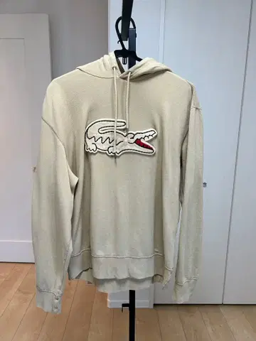 [ 라코스테 LACOSTE ] 자수 로고 베이지 후드티