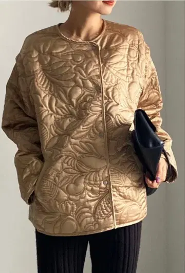 Ameri 2WAY LEAF PATTERN QUILTING COAT