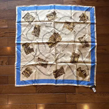 마니푸리 실크 스카프 베이지 x 블루