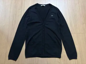 새상품급 라코스테 긴팔 V넥 가디건 블랙 38 M 코튼 얇은 소재