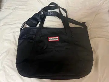 헌터 나일론 라지 탑 클립 토트 백 블랙