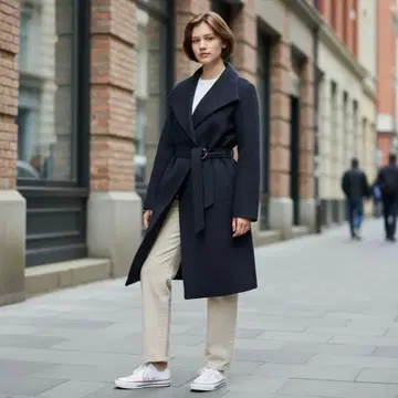 자라 와이드 칼라 롱 코트 MANTECO 블랙