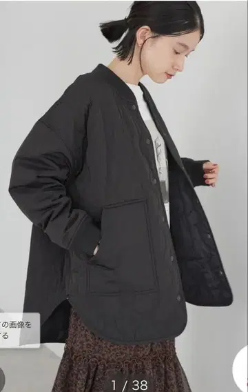 아메리칸 홀릭 퀼팅 리브 부착 퀼팅 블루종 블랙 M 사이즈