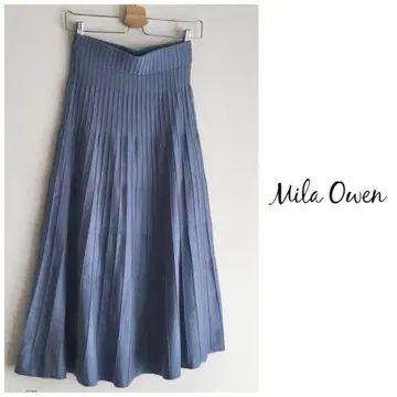 미라 오웬 미모레 기장 니트 A라인 스커트 탁한 블루