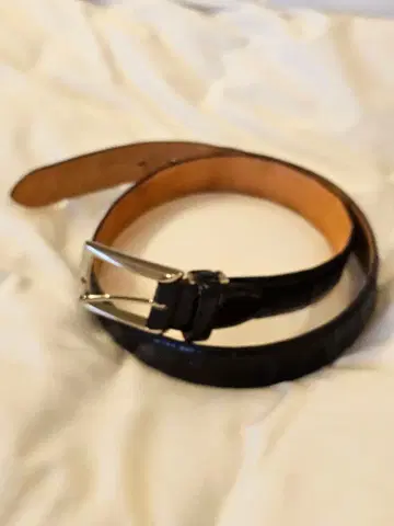 크로커다일 블랙 가죽 벨트 약 106cm