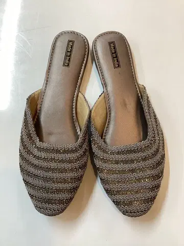 브라운 스트라이프 슬리퍼 Made in India