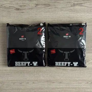 Hanes BEEFY-T 2장 세트 x 2 L 사이즈 블랙