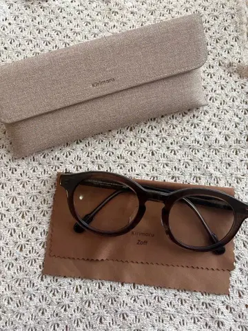 Zoff x 키리마루 올리브 브라운 안경 케이스 안경닦이 포함
