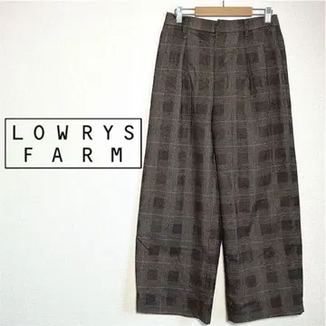 로리즈팜 기모 체크 와이드 팬츠 밴딩 브라운 계열 사이즈 L