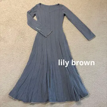 lily brown 블루 리브 니트 원피스