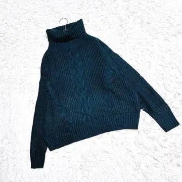 [내추럴 꾸뛰르] 케이블 짜임 터틀넥 니트 (M) 그린