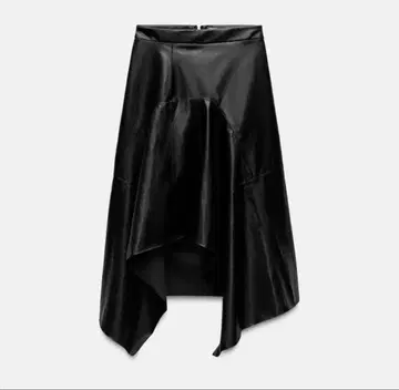 ZW COLLECTION 인조 가죽 비대칭 미디 기장 스커트