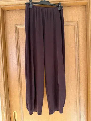 요건 레일 다크 브라운 와이드 팬츠 밑단 버튼 포함