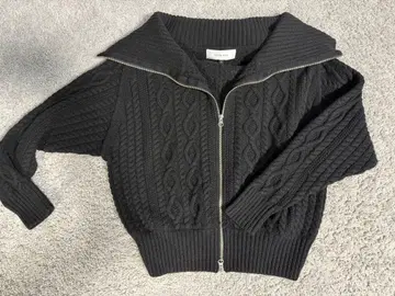 LE CIEL BLEU 블랙 집업 니트 블루종 코트 블랙 36